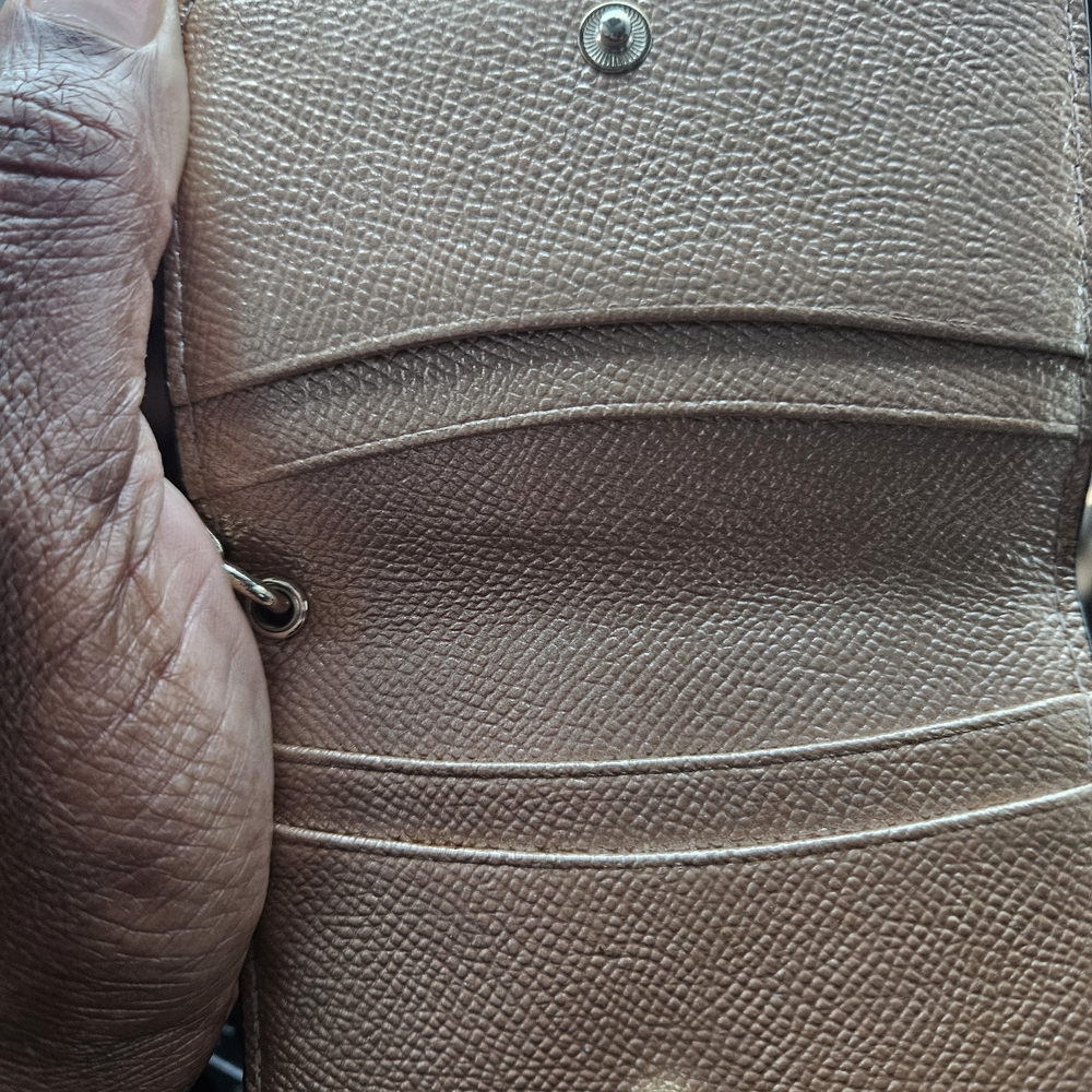 MICHAEL Michael Kors Pebbled Taupe Leather Card Case